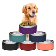 أوعية طعام للكلاب مصنوعة من الفولاذ المقاوم للصدأ معزولة وغير قابلة للانزلاق للكلاب الصغيرة والمتوسطة الحجم